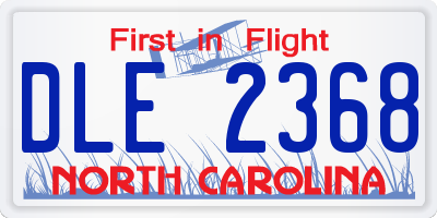 NC license plate DLE2368