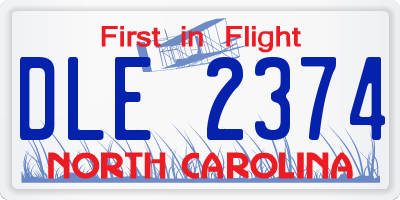 NC license plate DLE2374