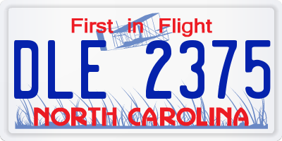 NC license plate DLE2375