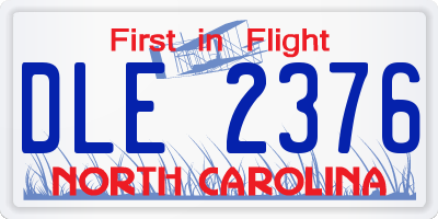 NC license plate DLE2376