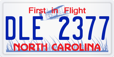 NC license plate DLE2377
