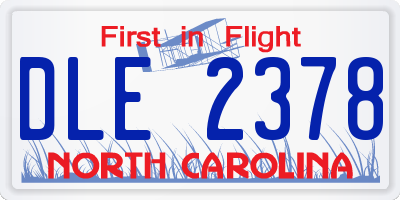 NC license plate DLE2378