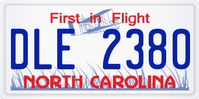 NC license plate DLE2380