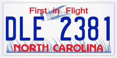NC license plate DLE2381