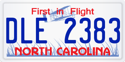 NC license plate DLE2383