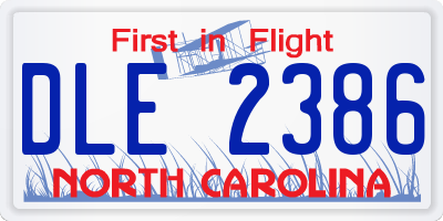 NC license plate DLE2386