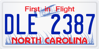 NC license plate DLE2387