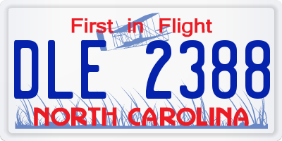 NC license plate DLE2388