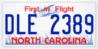 NC license plate DLE2389