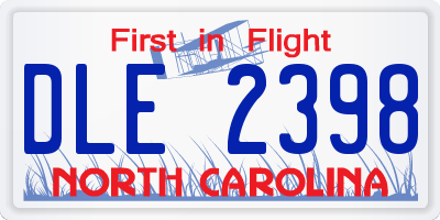 NC license plate DLE2398