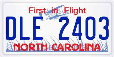 NC license plate DLE2403