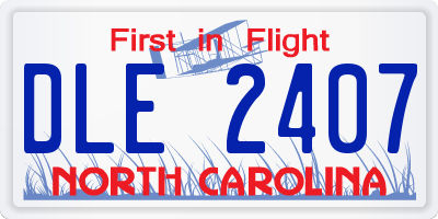 NC license plate DLE2407