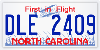 NC license plate DLE2409