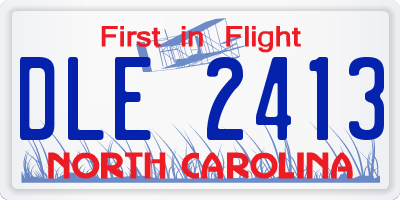 NC license plate DLE2413