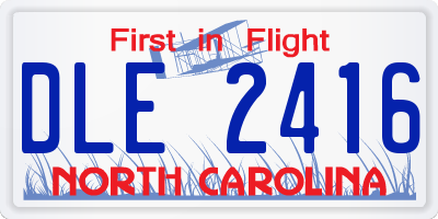 NC license plate DLE2416