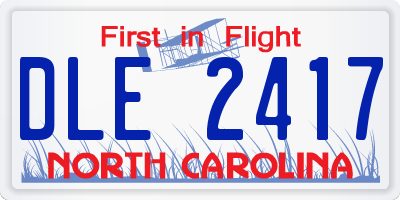 NC license plate DLE2417