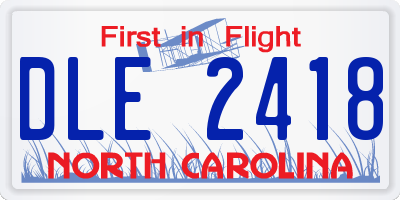 NC license plate DLE2418