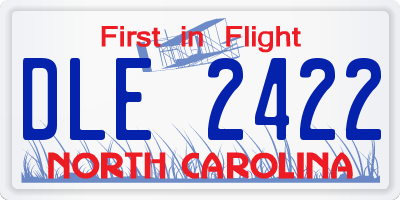 NC license plate DLE2422