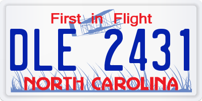 NC license plate DLE2431