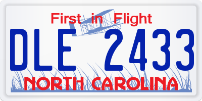 NC license plate DLE2433