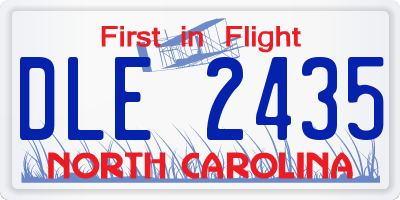 NC license plate DLE2435