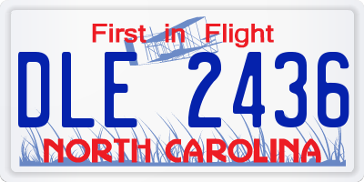 NC license plate DLE2436