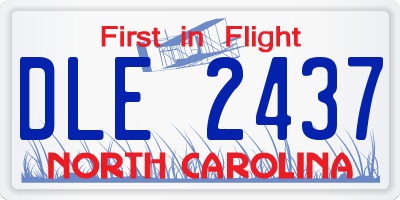 NC license plate DLE2437