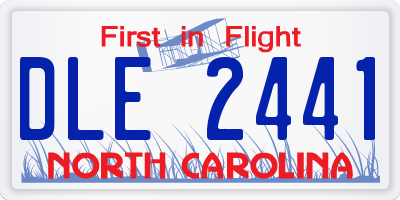NC license plate DLE2441