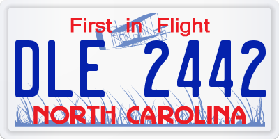 NC license plate DLE2442