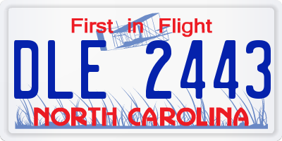 NC license plate DLE2443