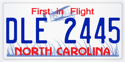 NC license plate DLE2445