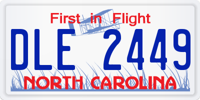 NC license plate DLE2449