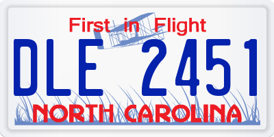 NC license plate DLE2451