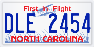 NC license plate DLE2454