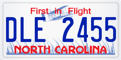 NC license plate DLE2455