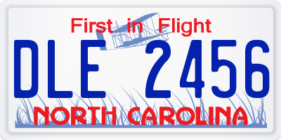 NC license plate DLE2456