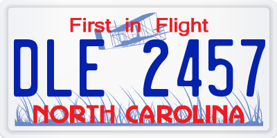 NC license plate DLE2457
