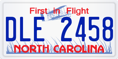NC license plate DLE2458