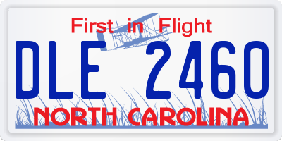 NC license plate DLE2460