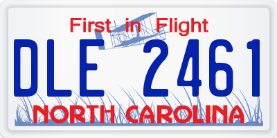 NC license plate DLE2461