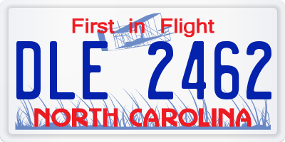 NC license plate DLE2462