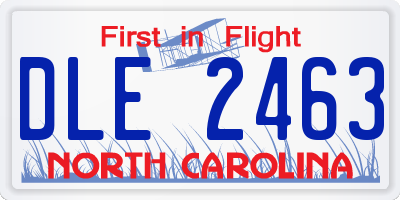 NC license plate DLE2463