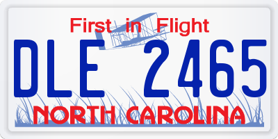 NC license plate DLE2465