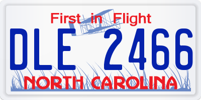 NC license plate DLE2466