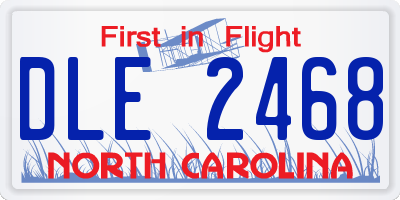 NC license plate DLE2468