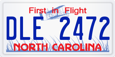 NC license plate DLE2472