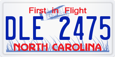 NC license plate DLE2475