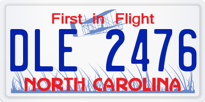 NC license plate DLE2476