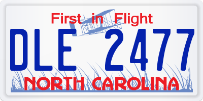 NC license plate DLE2477