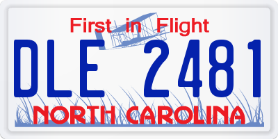 NC license plate DLE2481
